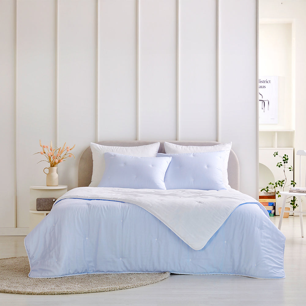 [NEW] Milky Tencel™ Modal Comforter Set - Light Blue/White