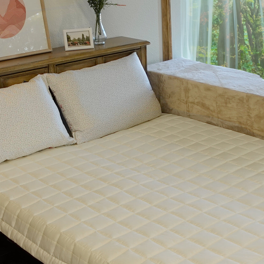 [Version 2] Cotton Satin Mattress Pad with Elastic Band