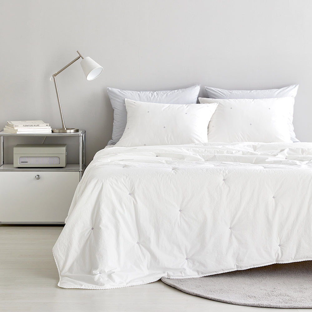 [12th Restocked] High-Density Percale Cotton Comforter Set in White
