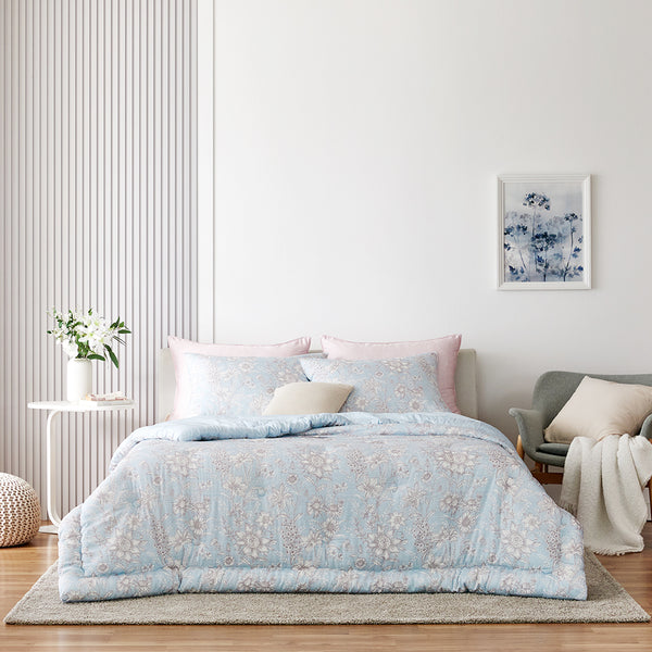 Abigail Hanji Modal Flower Comforter Set - Blue