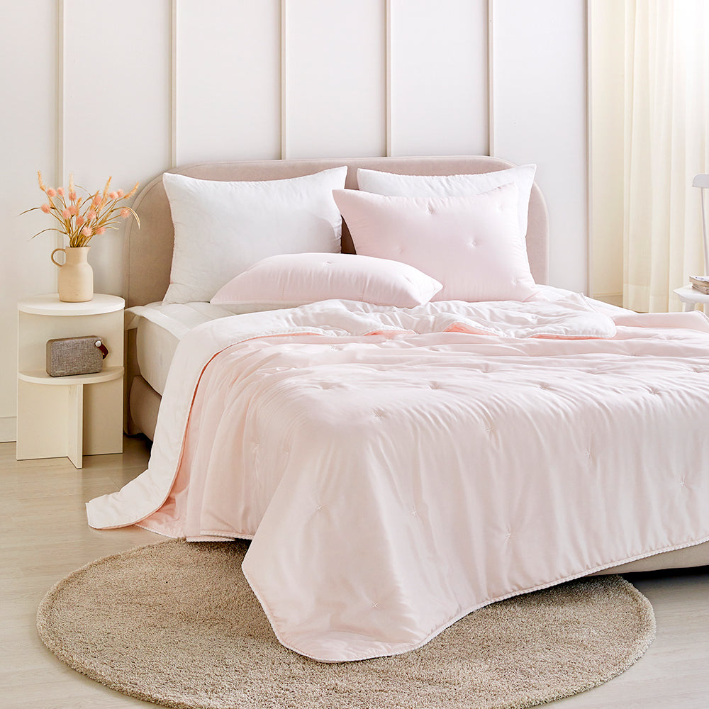 [NEW] Milky Tencel™ Modal Comforter Set - Light Pink/White