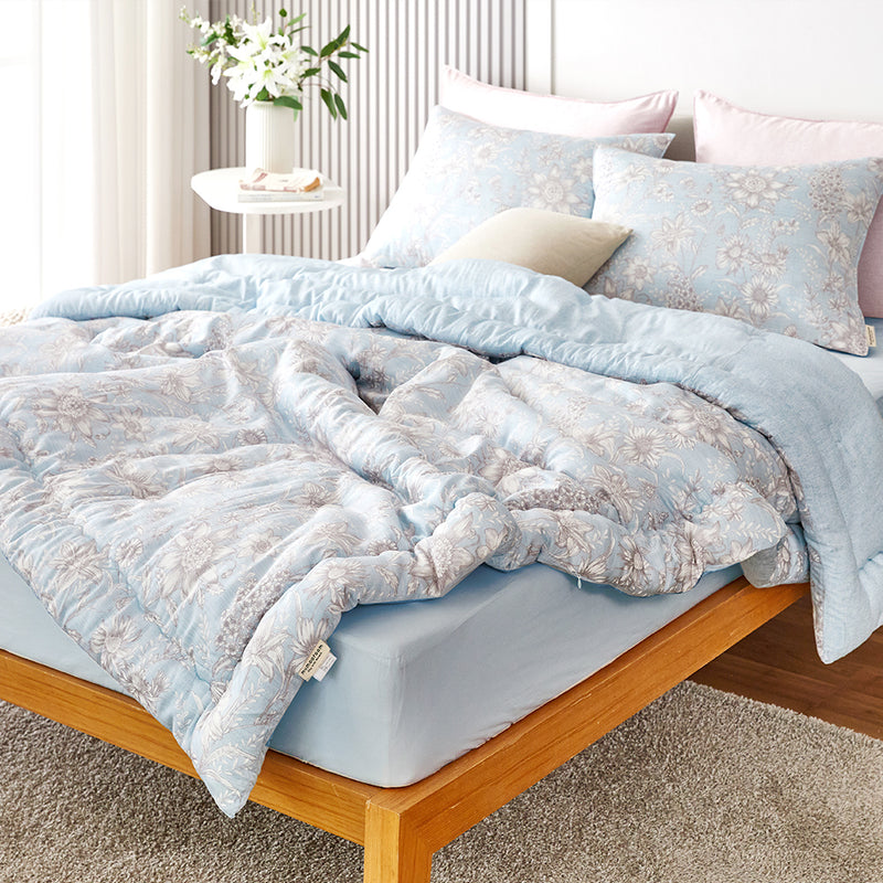 Abigail Hanji Modal Flower Comforter Set - Blue