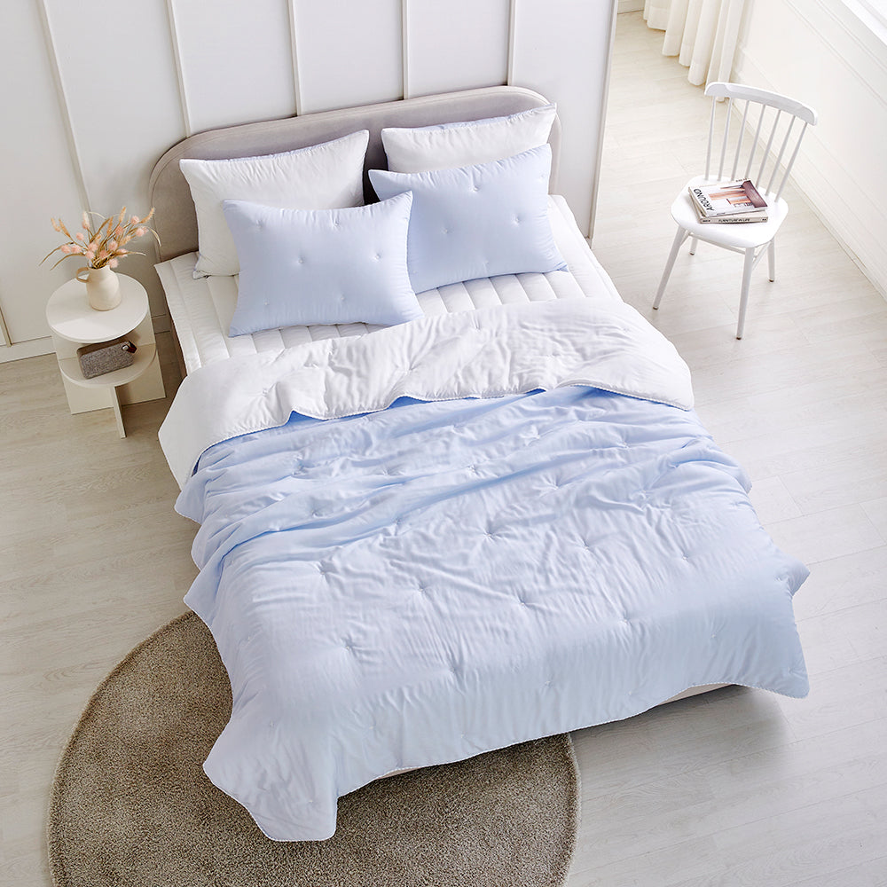 [NEW] Milky Tencel™ Modal Comforter Set - Light Blue/White