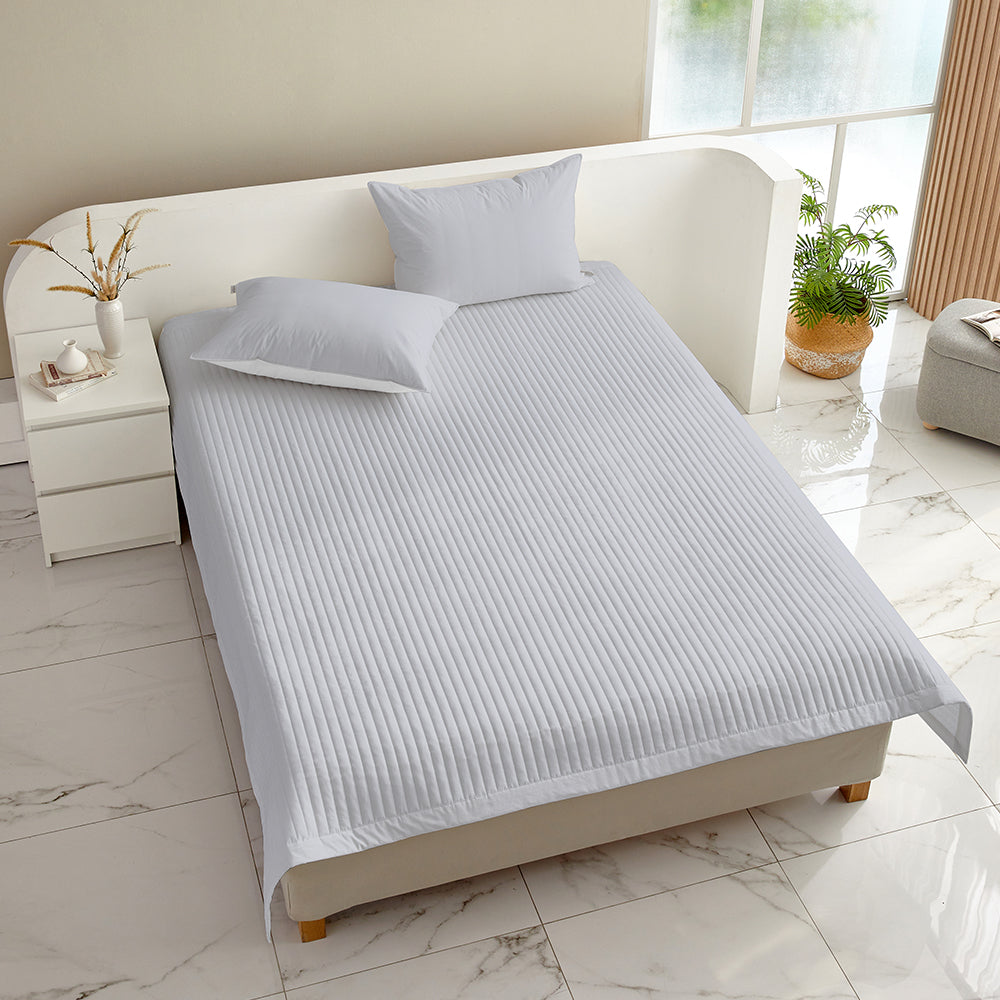 [Bundle] Dream Percale Cotton Comforter & Pad Set - Grey/Grey