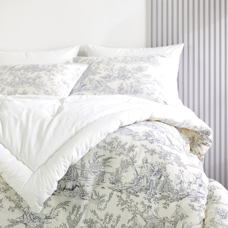 Toile de jouy Cotton Comforter Set - Ivory