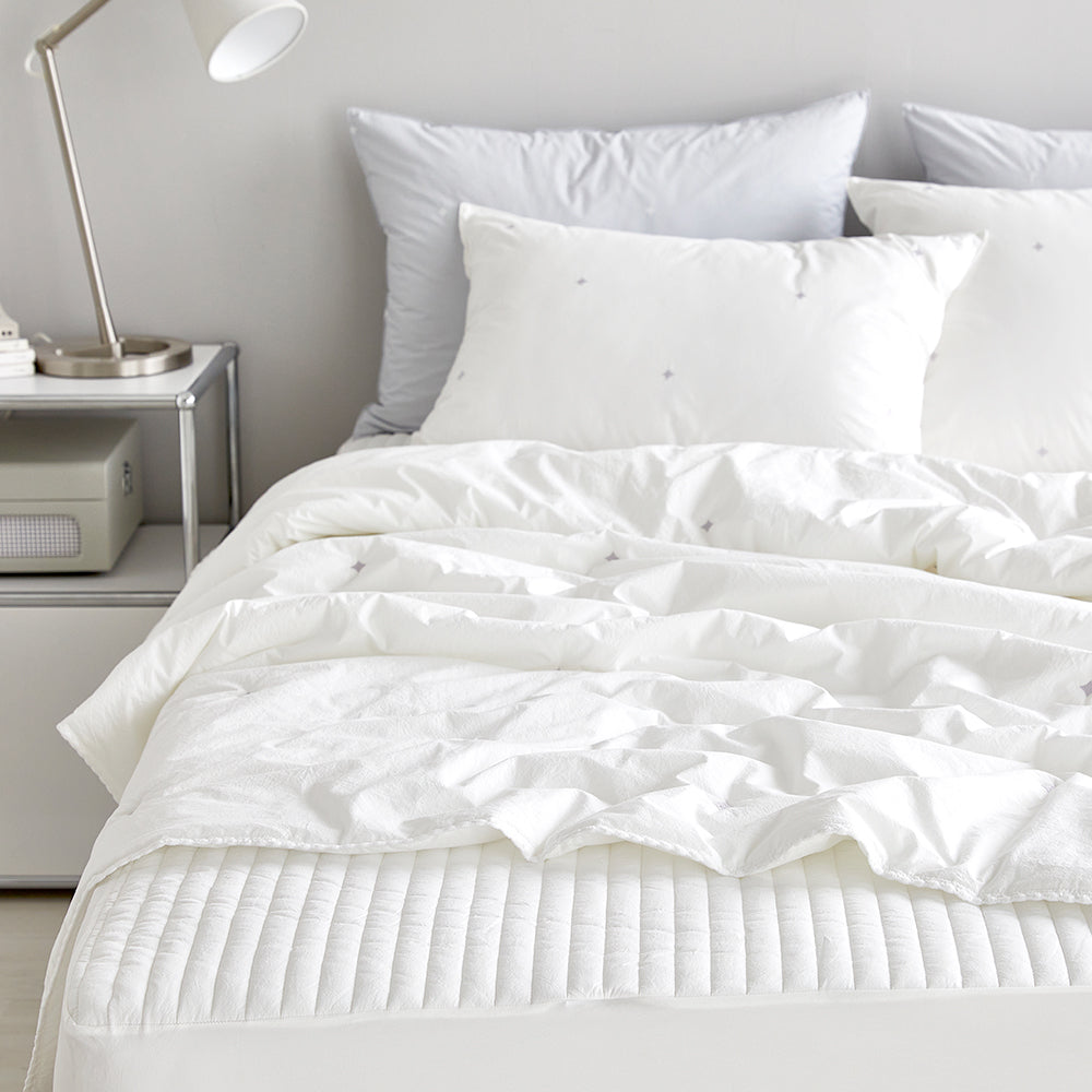 [12th Restocked] High-Density Percale Cotton Comforter Set in White