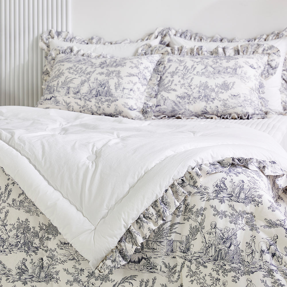 [Ruffle] Toile de jouy Cotton Comforter Set(Winter)- Ivory
