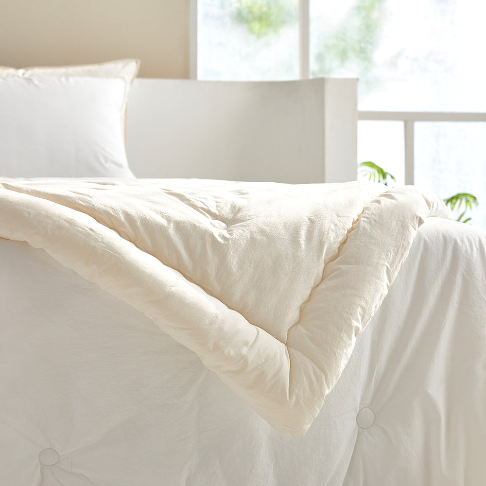 Dream High-Density Cotton Reversible Comforter Set - White/Ivory