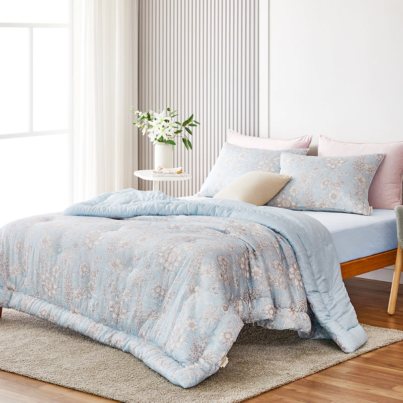 Abigail Hanji Modal Flower Comforter Set - Blue