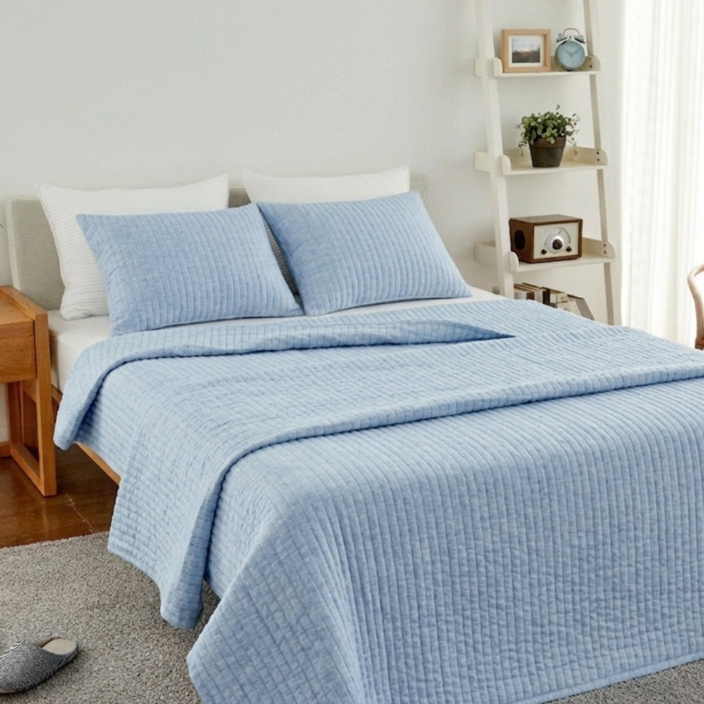 Viscose Rayon Quilt & Bedspread in Sky Blue