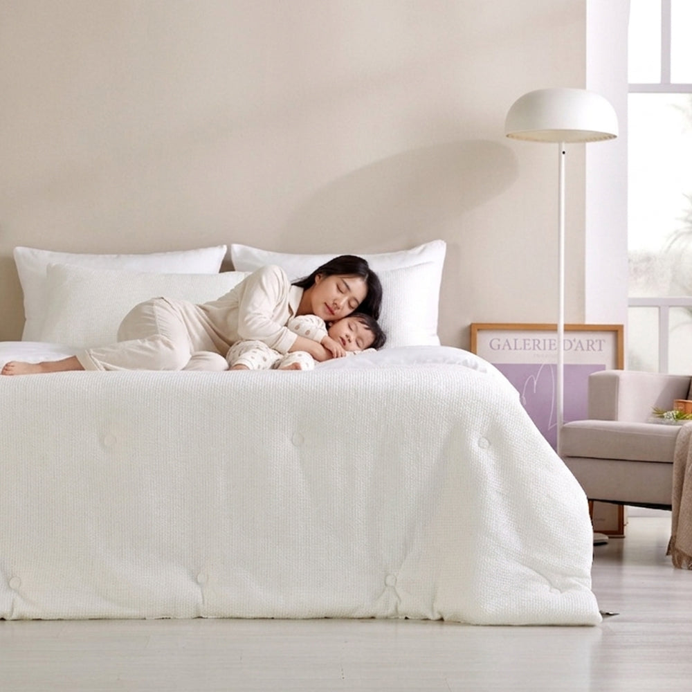 Cream Waffle TENCEL™ Modal Cotton Comforter Set - White