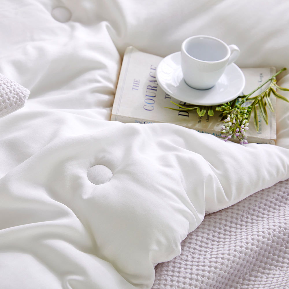 Cream Waffle TENCEL™ Modal Cotton Comforter Set - Violet