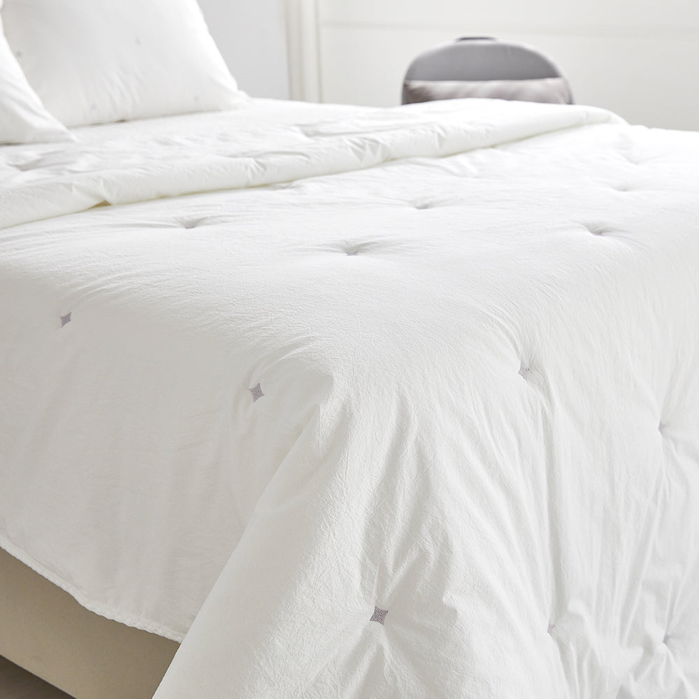 [12th Restocked] High-Density Percale Cotton Comforter Set in White