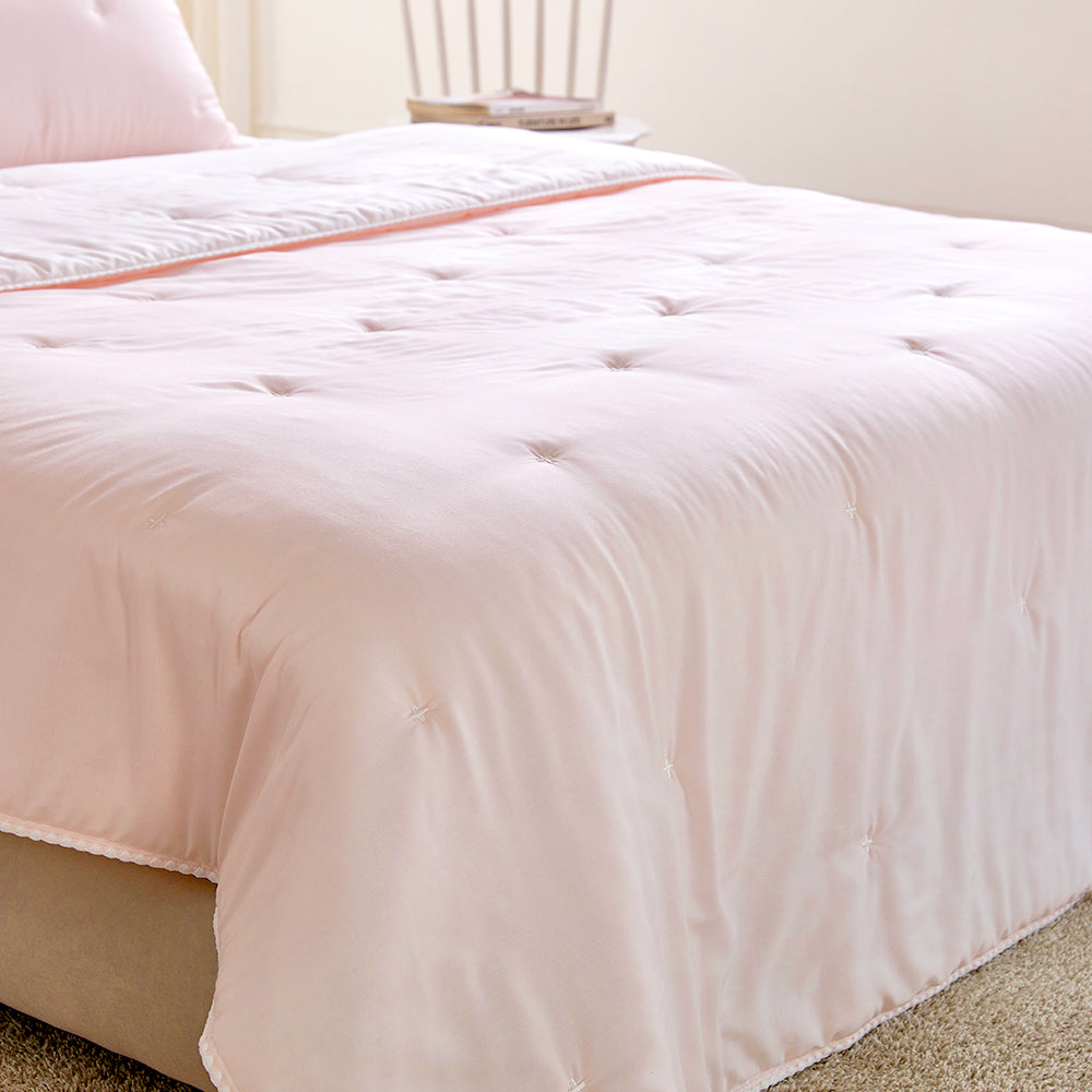 [NEW] Milky Tencel™ Modal Comforter Set - Light Pink/White