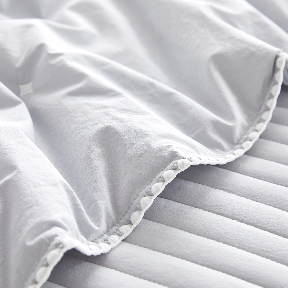 [12th Restocked] High-Density Percale Cotton Comforter Set in Light Grey
