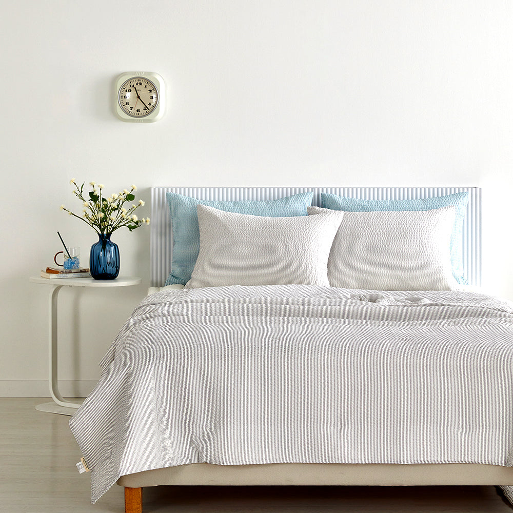 Cool Cool Bamboo Seersucker Comforter Set - Cool Grey