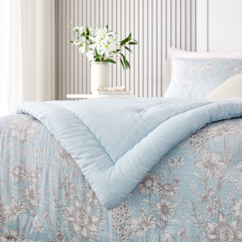 Abigail Hanji Modal Flower Comforter Set - Blue