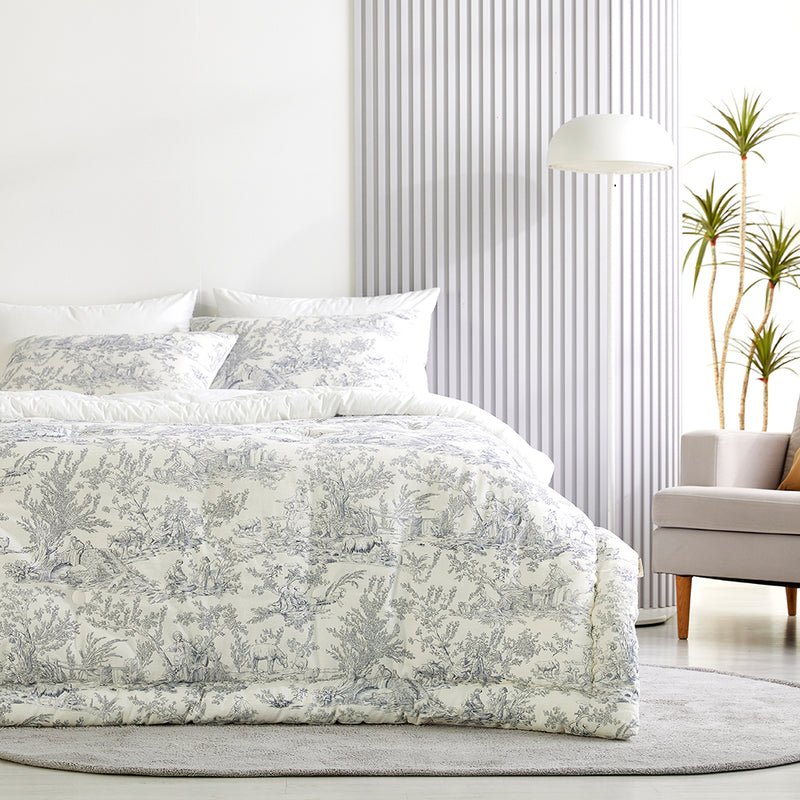 Toile de jouy Cotton Comforter Set - Ivory