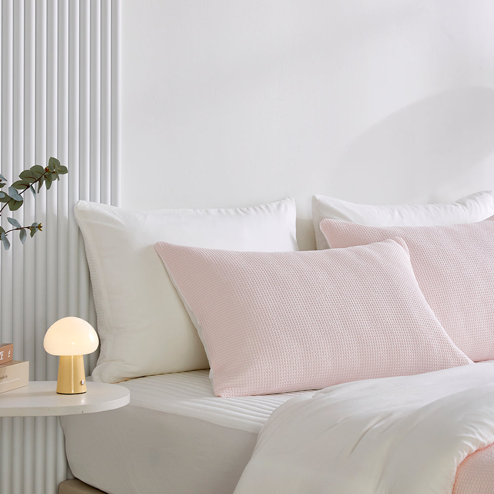 Cream Waffle TENCEL™ Modal Cotton Comforter Set - Light Pink