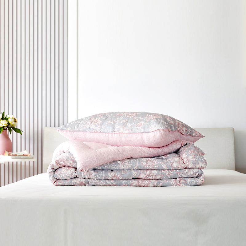 Abigail Hanji Modal Flower Comforter Set - Pink