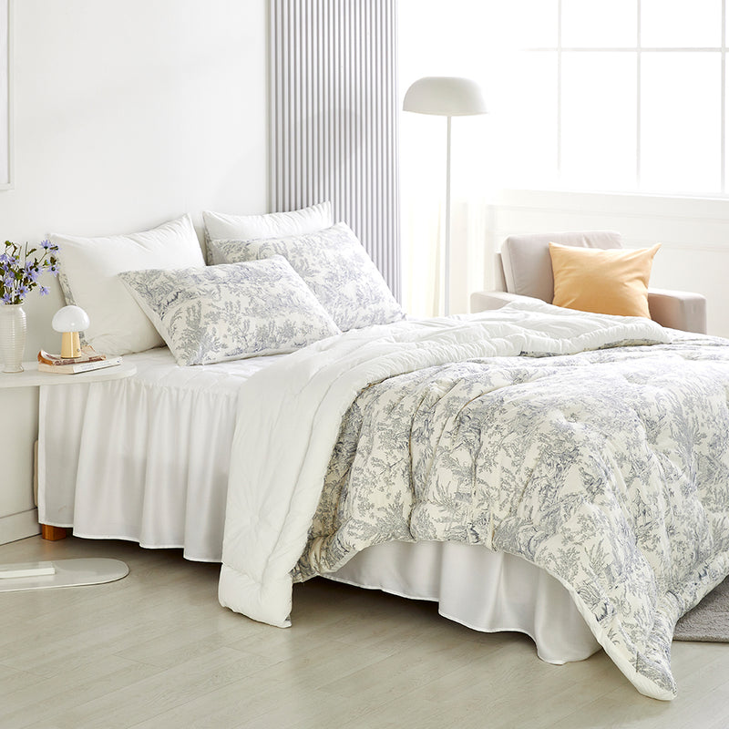Toile de jouy Cotton Comforter Set - Ivory