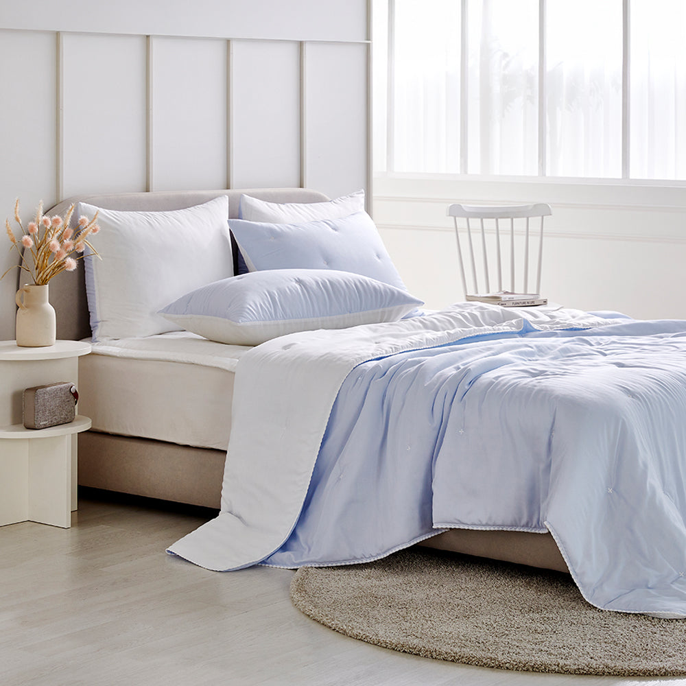 [NEW] Milky Tencel™ Modal Comforter Set - Light Blue/White