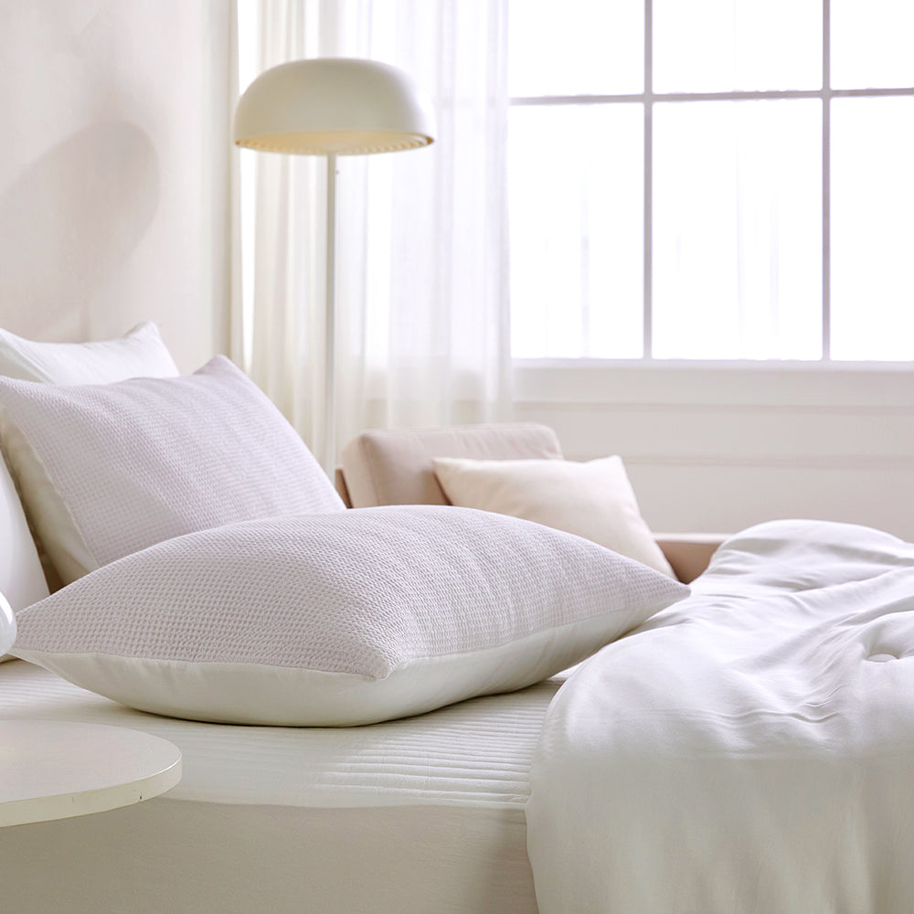 Cream Waffle TENCEL™ Modal Cotton Comforter Set - Violet