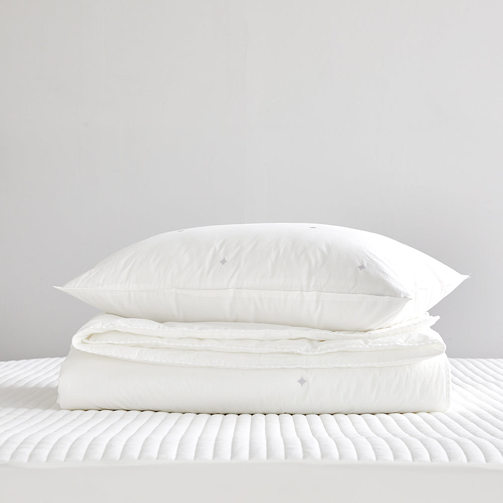 [12th Restocked] High-Density Percale Cotton Comforter Set in White