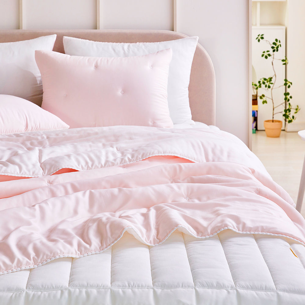 [NEW] Milky Tencel™ Modal Comforter Set - Light Pink/White