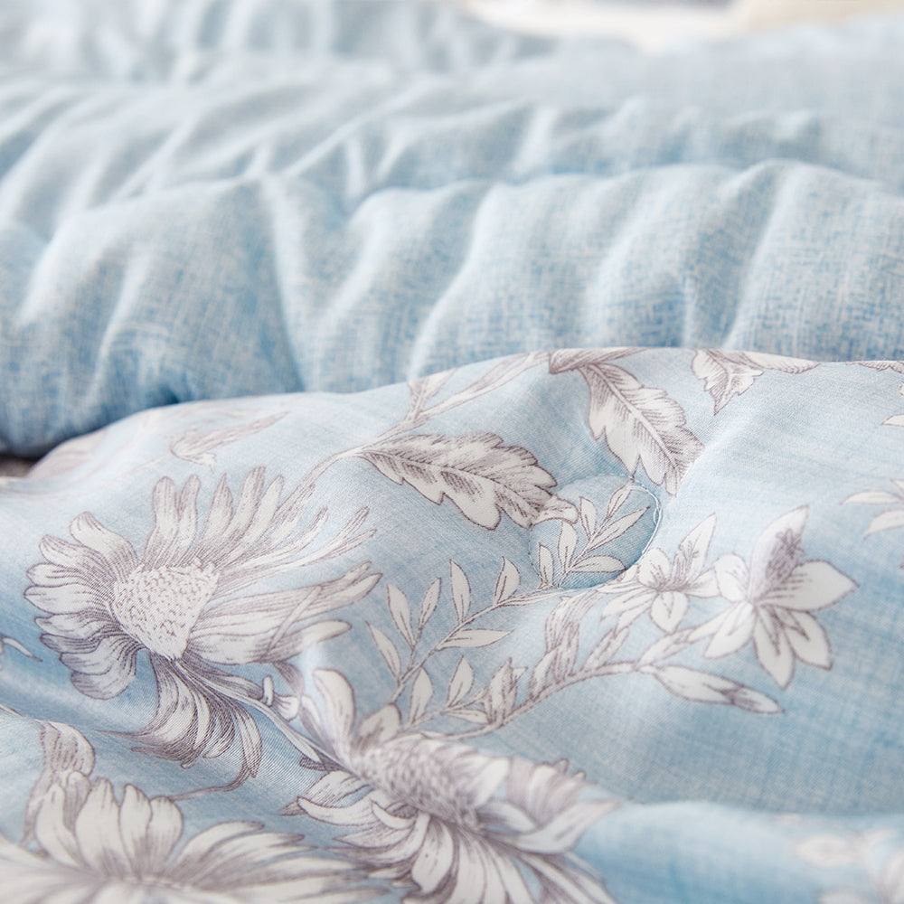 Abigail Hanji Modal Flower Comforter Set(All-Season) - Blue
