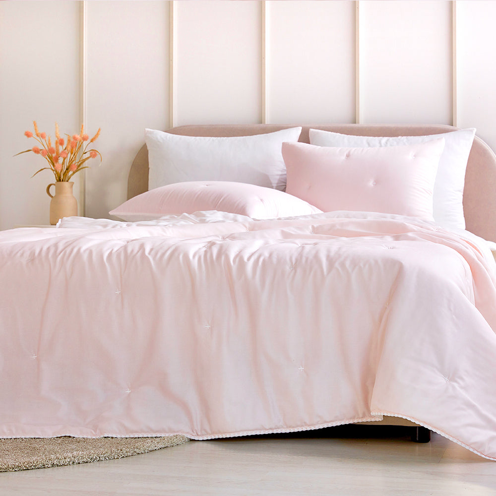 [NEW] Milky Tencel™ Modal Comforter Set - Light Pink/White