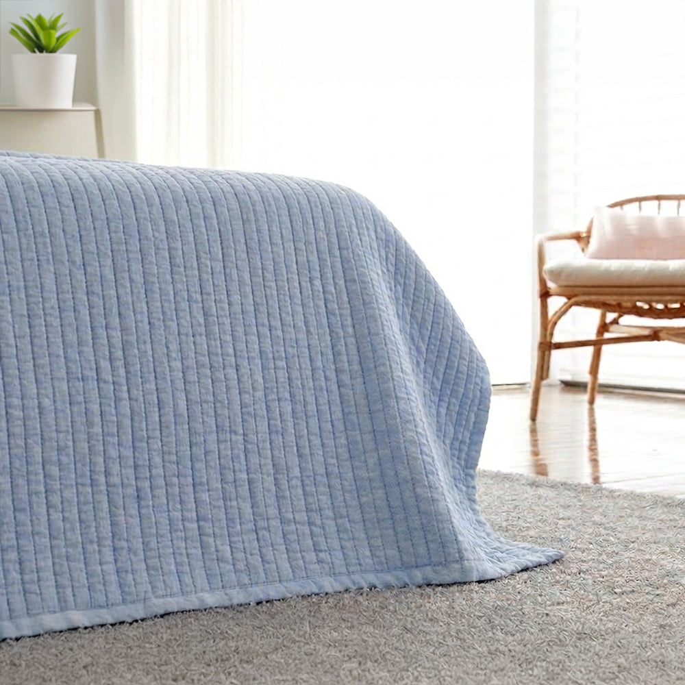 Viscose Rayon Quilt & Bedspread in Sky Blue