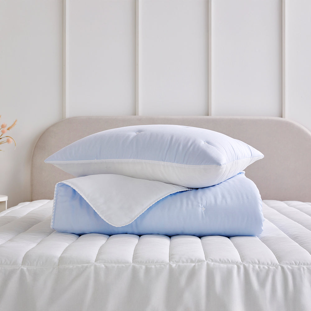 [NEW] Milky Tencel™ Modal Comforter Set - Light Blue/White