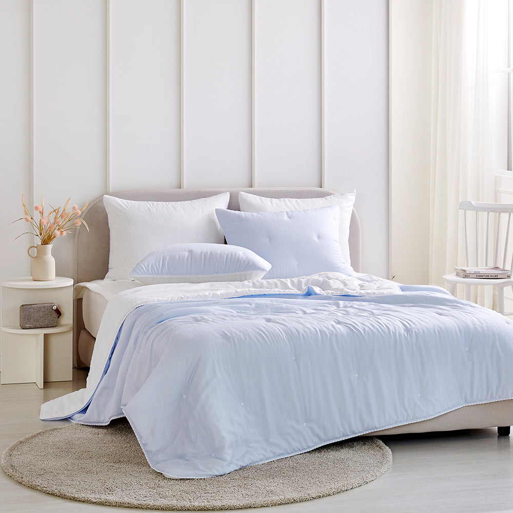 [NEW] Milky Tencel™ Modal Comforter Set - Light Blue/White