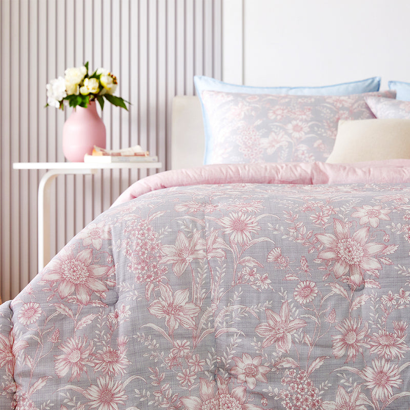 Abigail Hanji Modal Flower Comforter Set - Pink