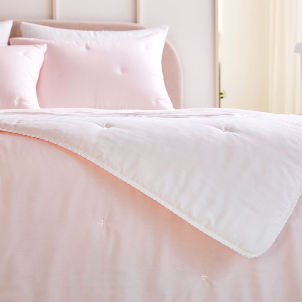 [NEW] Milky Tencel™ Modal Comforter Set - Light Pink/White