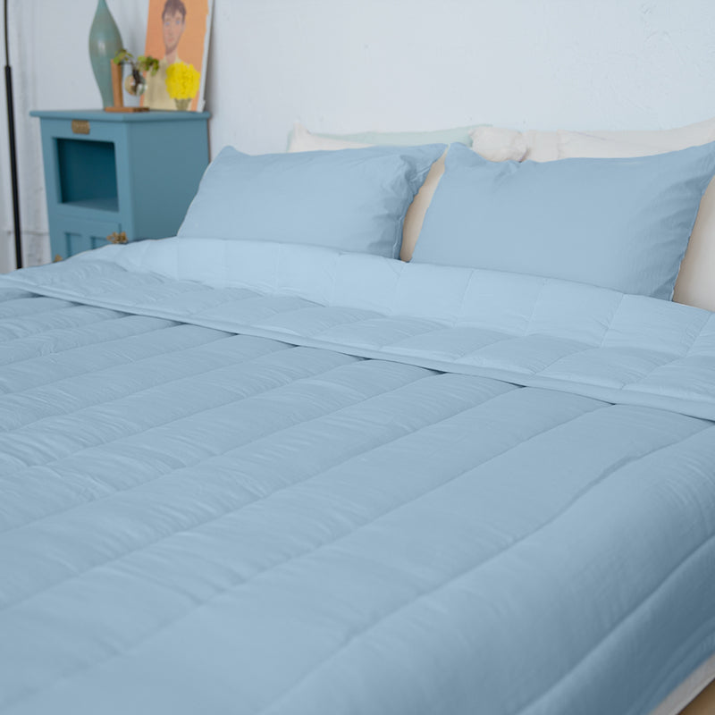 Semi-Microfiber Marshmallow Comforter - Blue & Blue/Cream