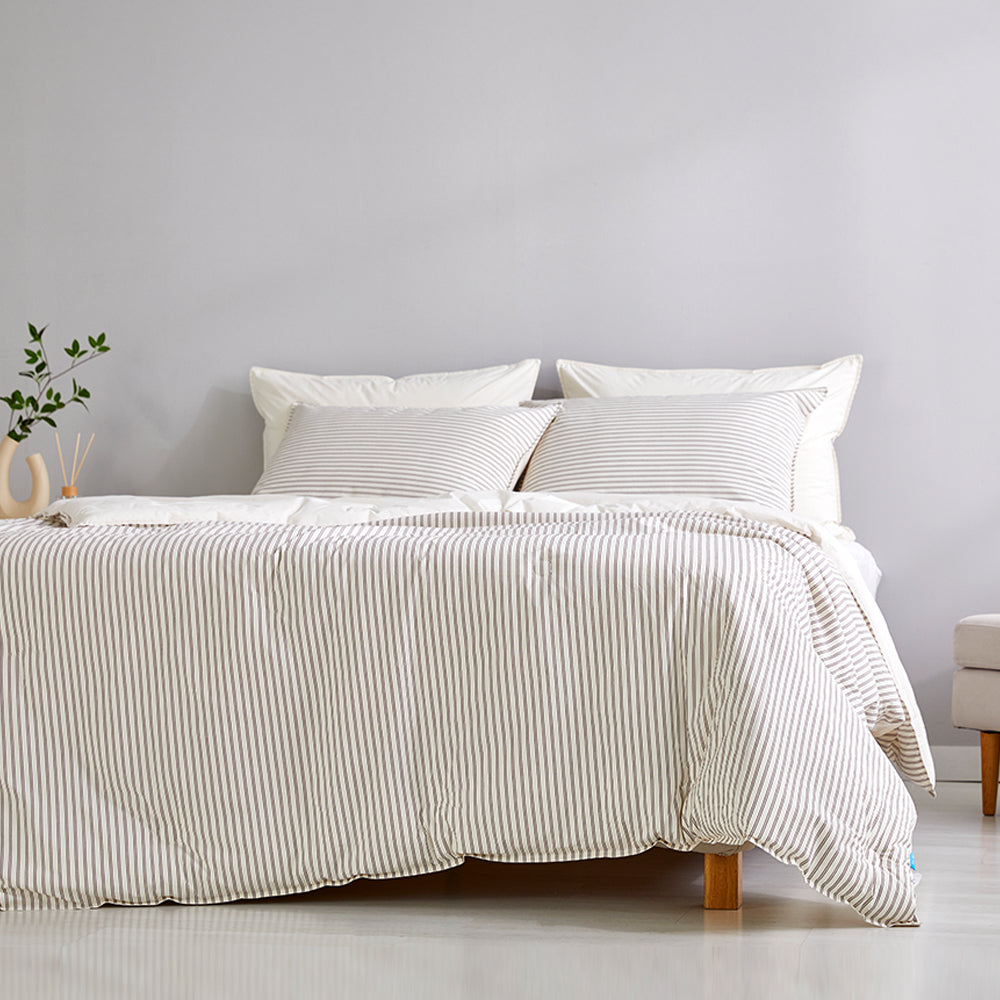 SERO[세로] Stripe Yarn-dyed Percale Comforter Set - Brown (All-Season)