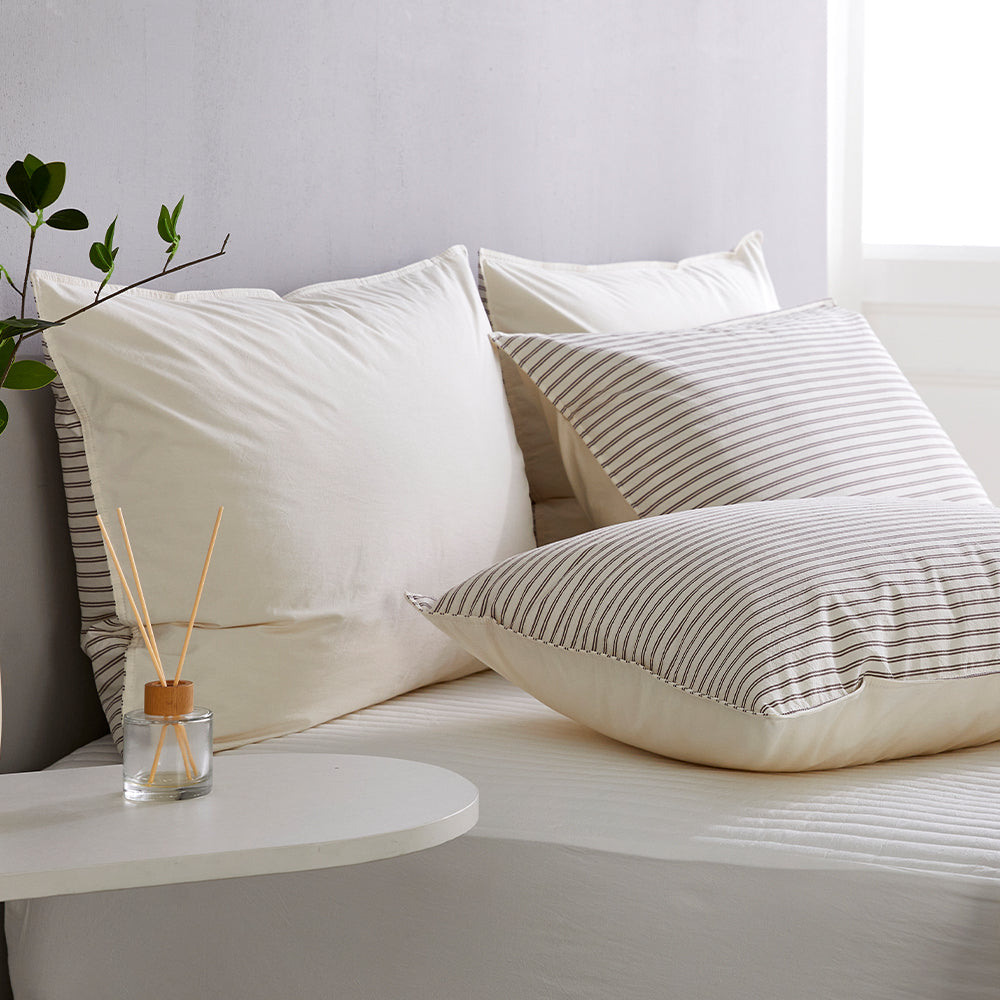 SERO[세로] Stripe Yarn-dyed Percale Comforter Set - Brown (All-Season)