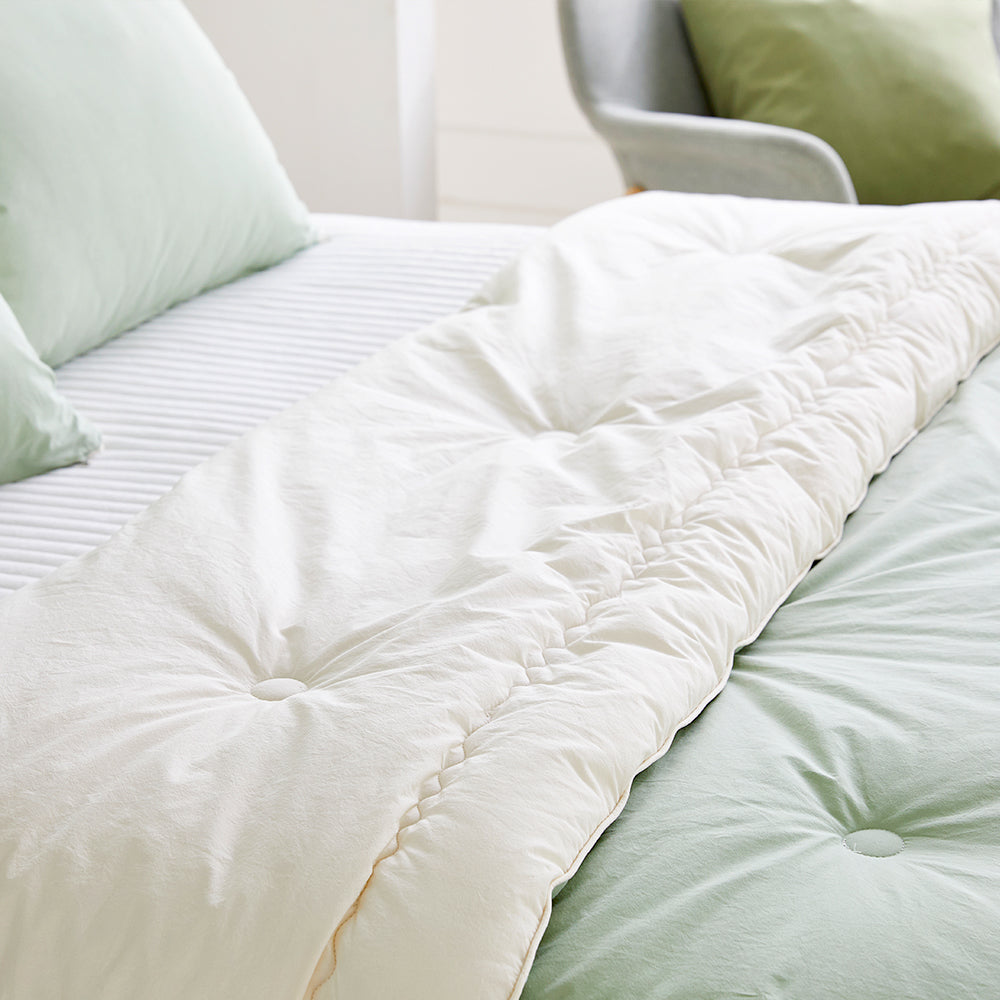 Dream High-Density Cotton Reversible Comforter Set - Green/Ivory