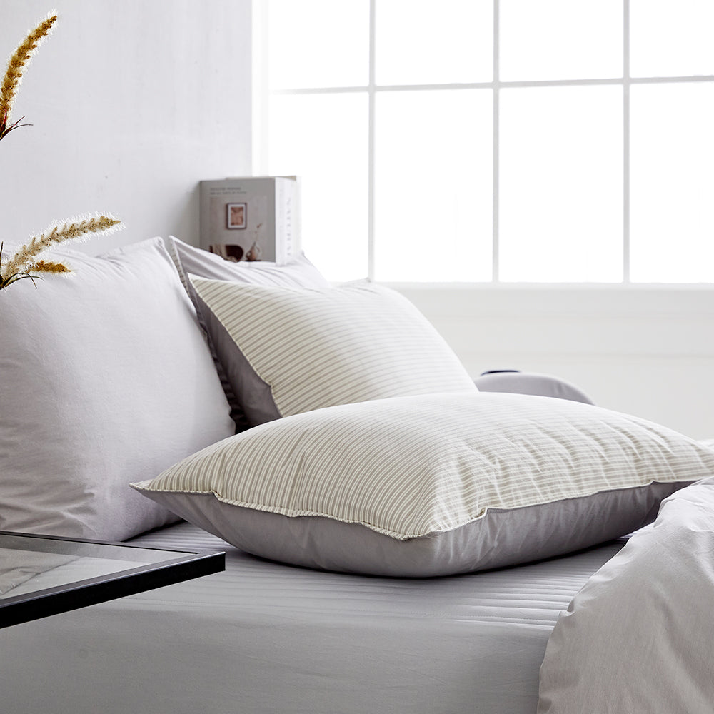 SERO[세로] Stripe Yarn-dyed Percale Comforter Set - Grey (All-Season)