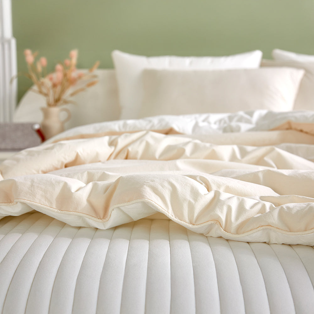 [Bundle] Dream Percale Cotton Comforter & Pad Set - White/White