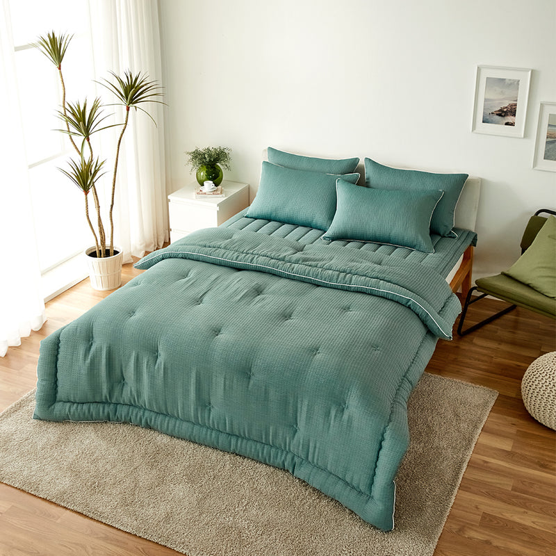 Breeze Bamboo Seersucker Comforter & Pad Set_Summer Green