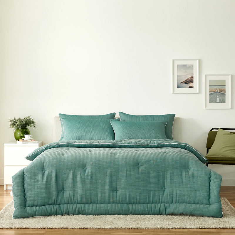 Breeze Bamboo Seersucker Comforter & Pad Set_Summer Green