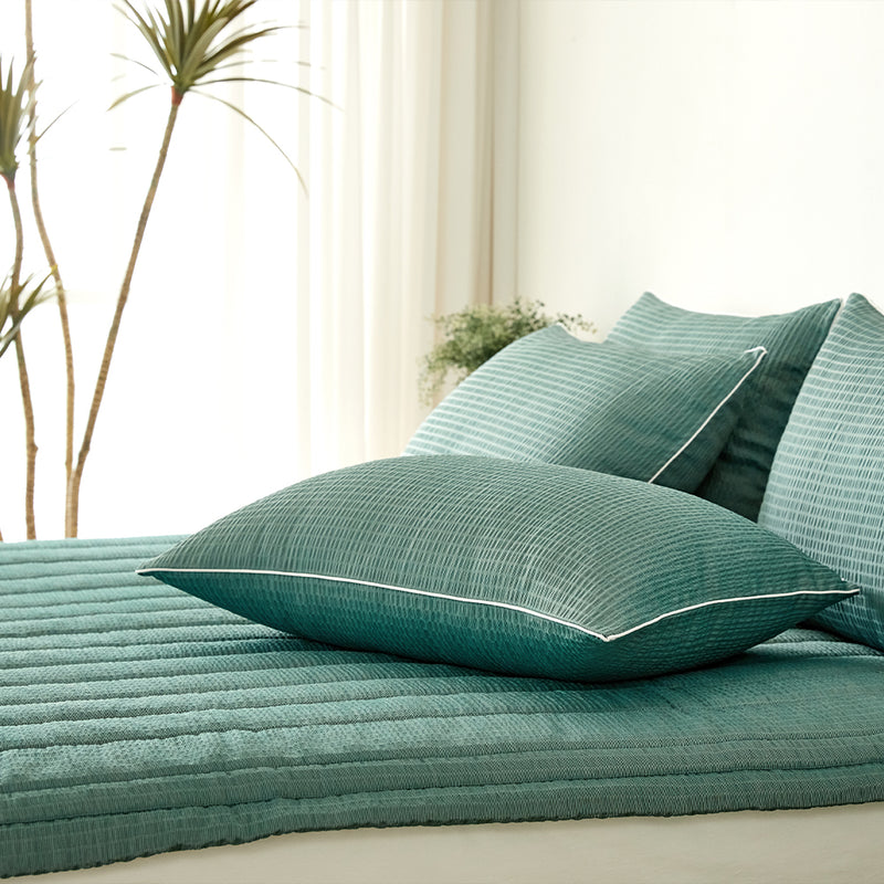 Breeze Bamboo Seersucker Comforter & Pad Set_Summer Green