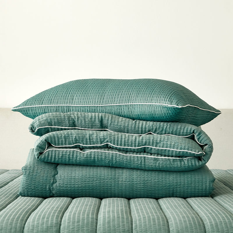 Breeze Bamboo Seersucker Comforter & Pad Set_Summer Green