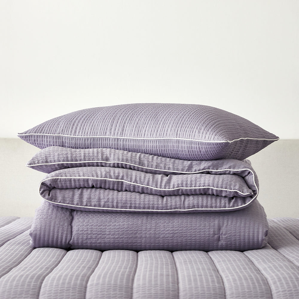 Breeze Bamboo Seersucker Comforter & Pad Set_Taro Purple