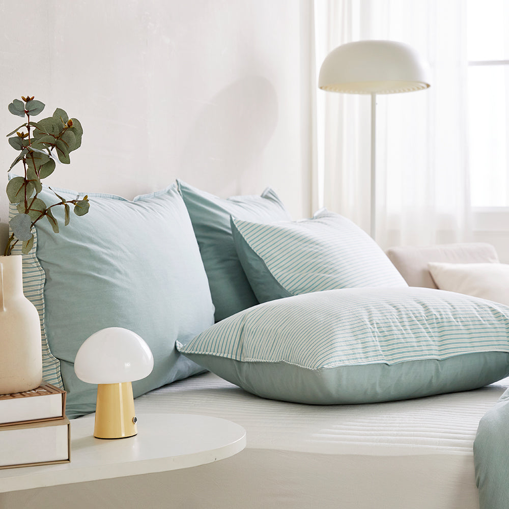 SERO[세로] Stripe Yarn-dyed Percale Comforter Set - Mint (All-Season)