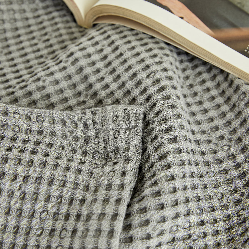 Natural Material Modal Waffle Blanket in Grey