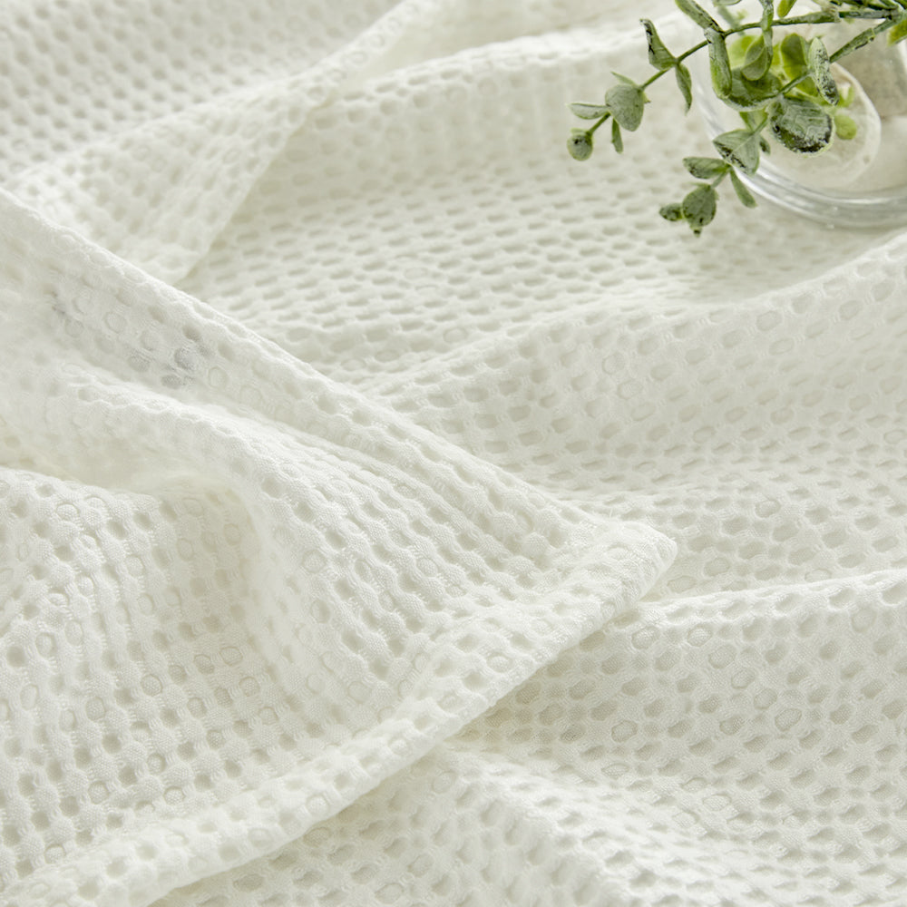 Natural Material Modal Waffle Blanket in Ivory